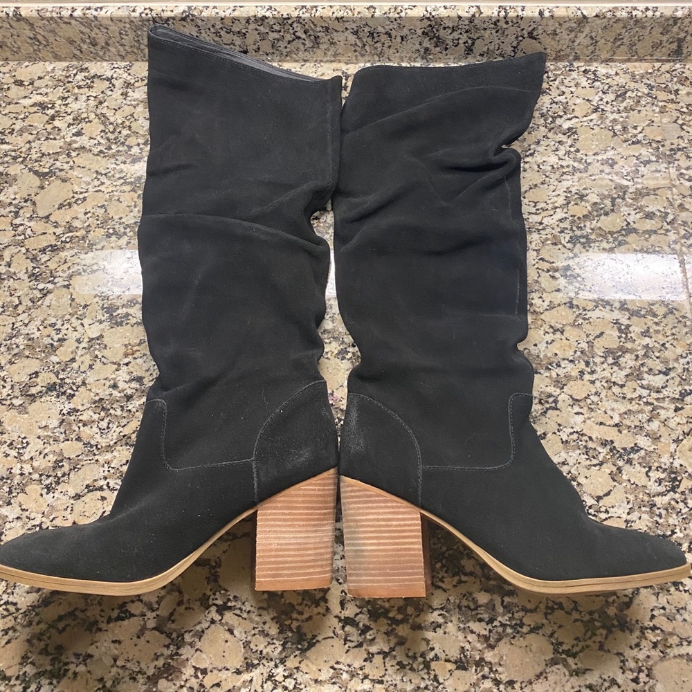 Black Slouchy Knee-High Boots